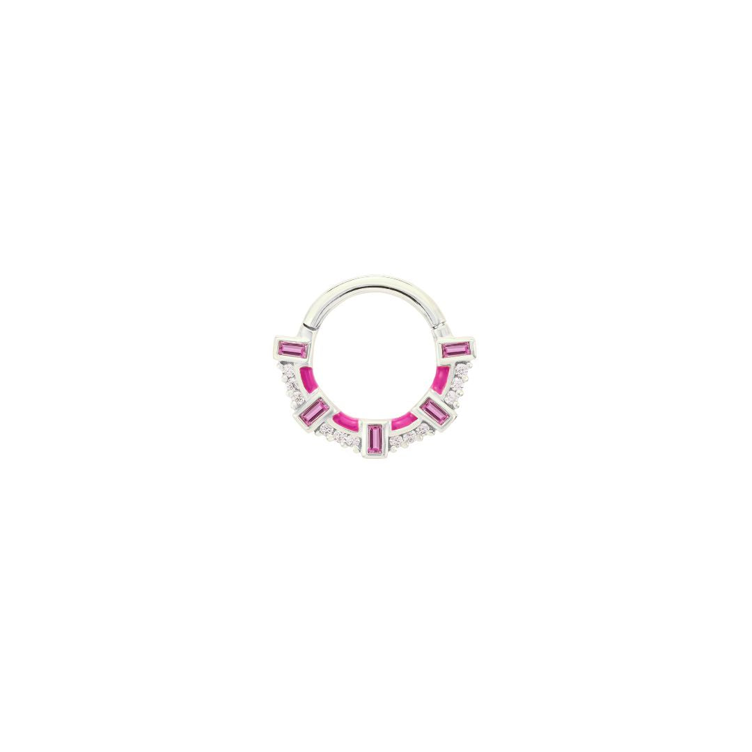 Lola Clicker with Pink Sapphire + Enamel