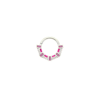 Lola Clicker with Pink Sapphire + Enamel
