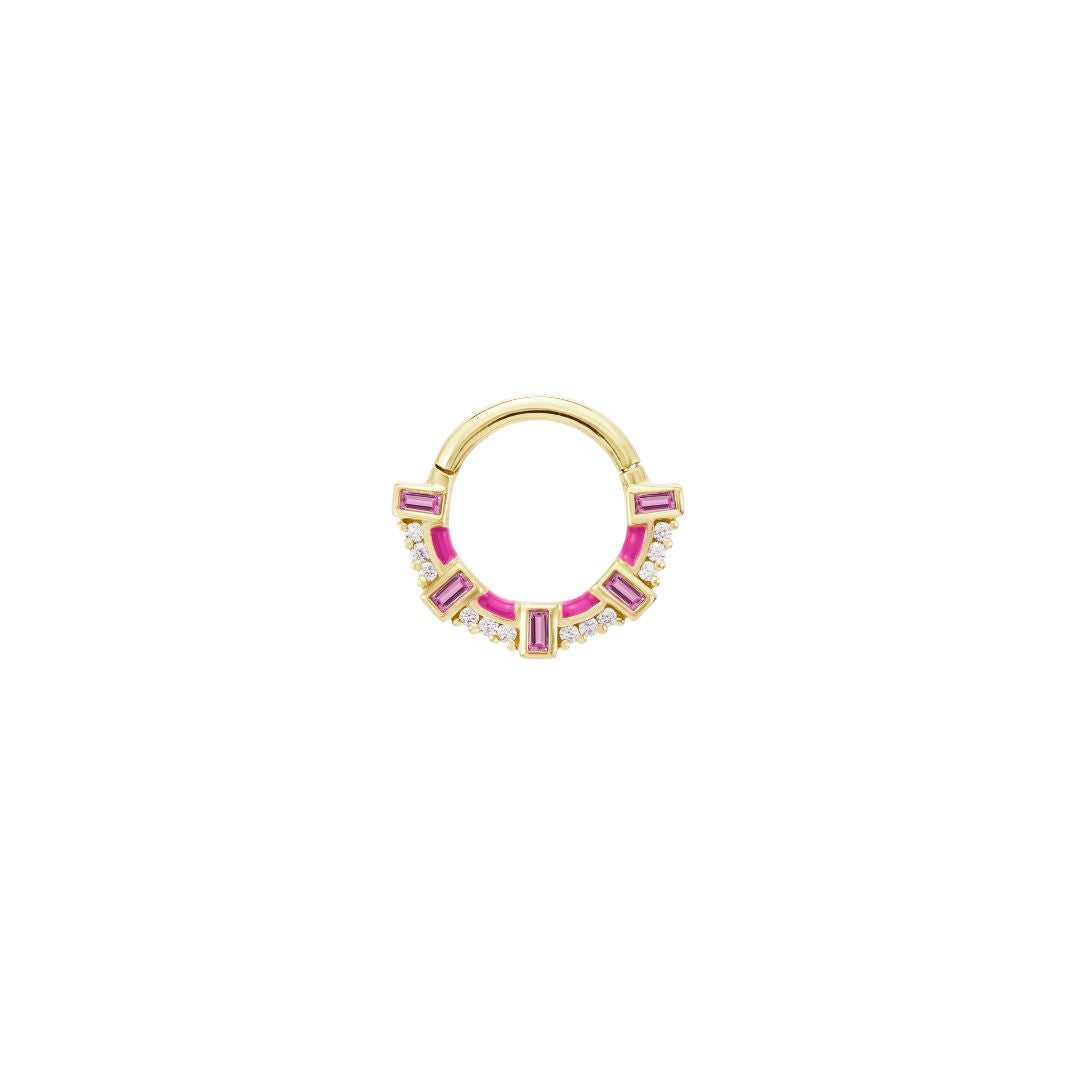 Lola Clicker with Pink Sapphire + Enamel