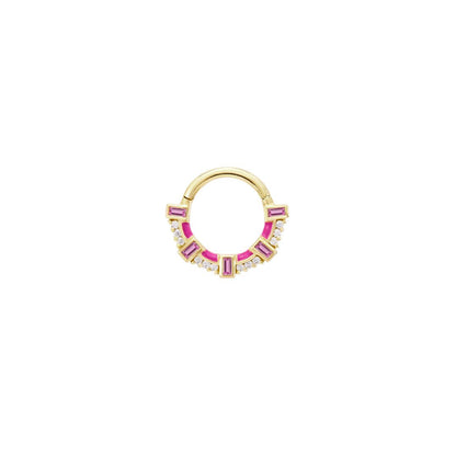 Lola Clicker with Pink Sapphire + Enamel