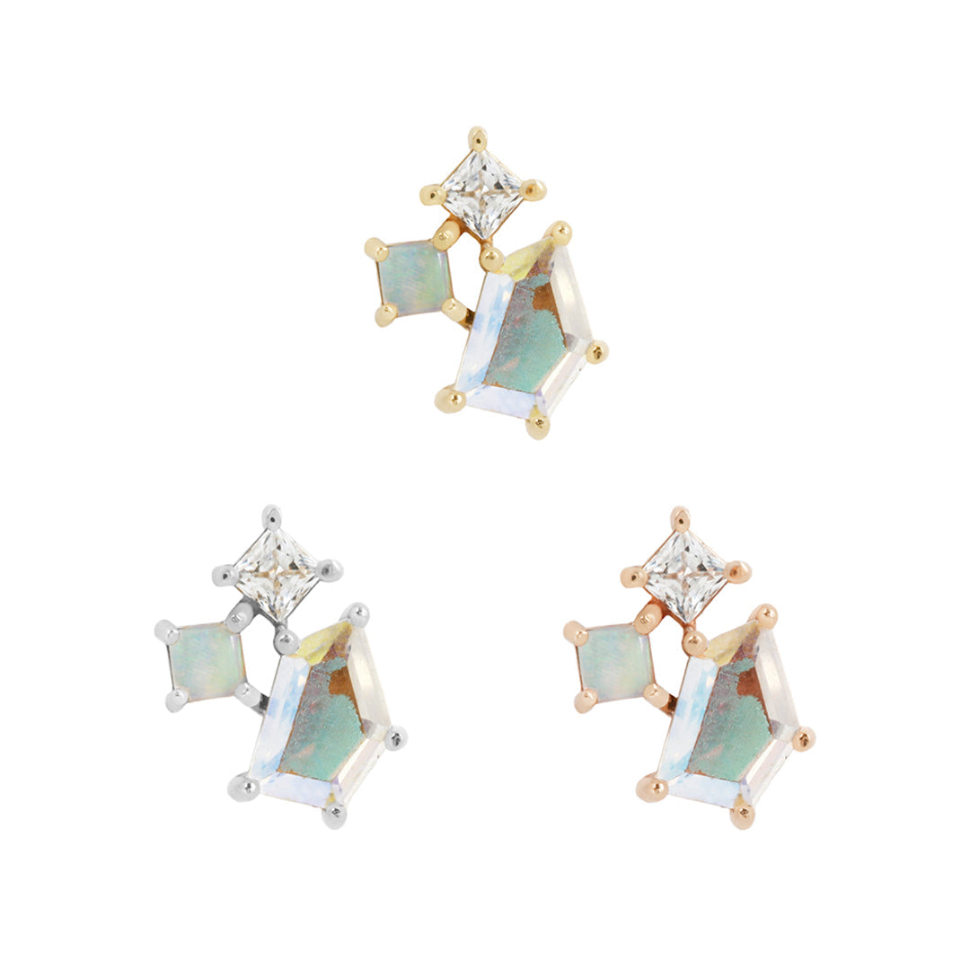 Lyra Threadless End with Mercury Mist Topaz + Opal