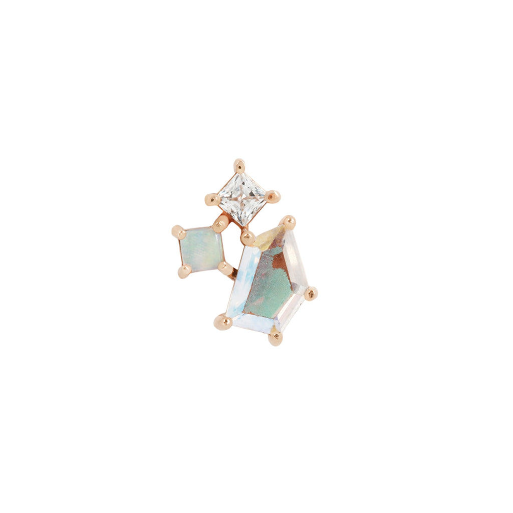 Lyra Threadless End with Mercury Mist Topaz + Opal
