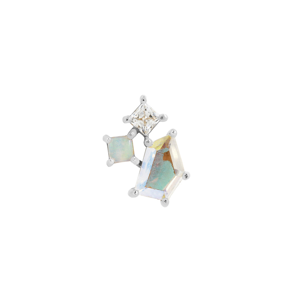 Lyra Threadless End with Mercury Mist Topaz + Opal
