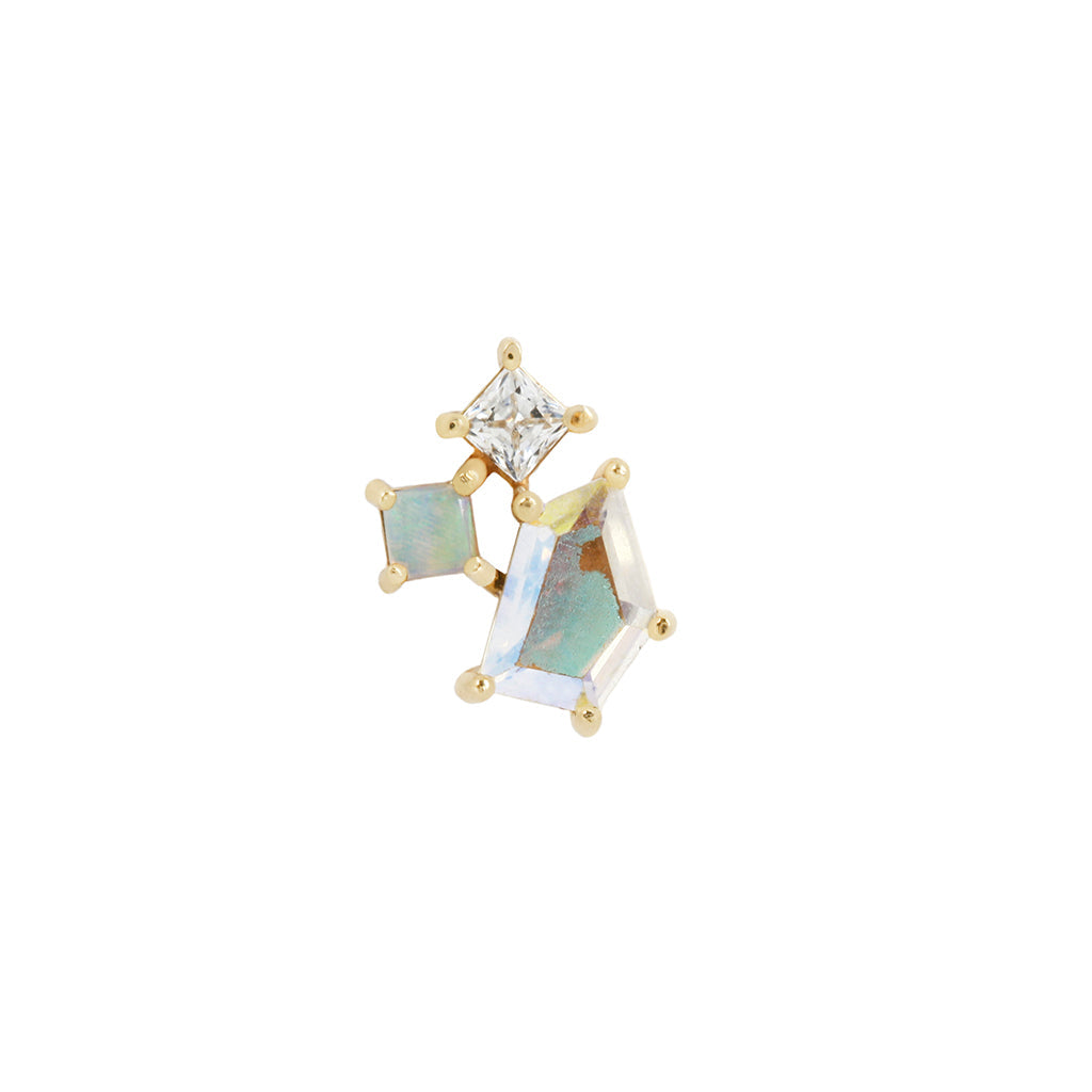 Lyra Threadless End with Mercury Mist Topaz + Opal
