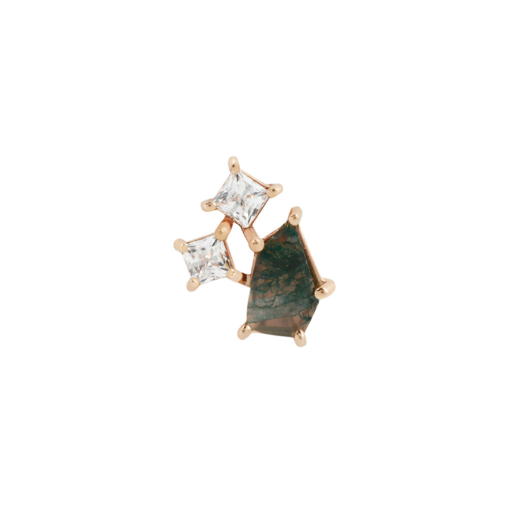 Lyra Threadless End with Moss Agate