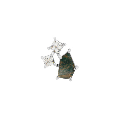 Lyra Threadless End with Moss Agate