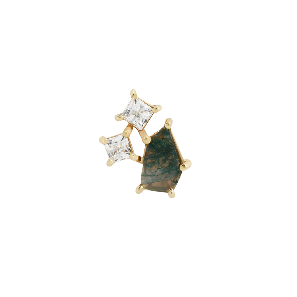 Lyra Threadless End with Moss Agate