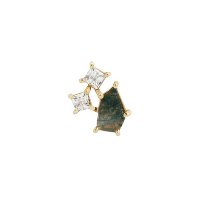 Lyra Threadless End with Moss Agate