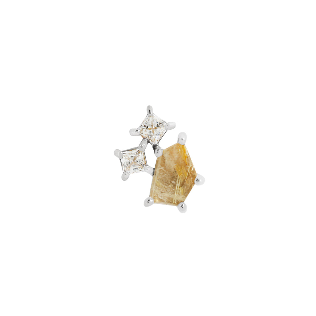 Lyra Threadless End with Rutilated Quartz