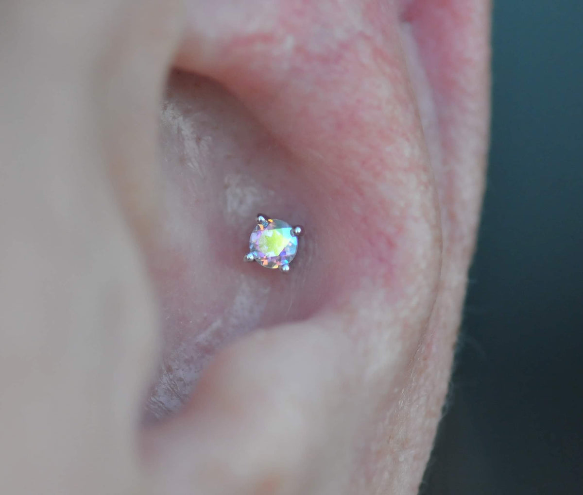 Prong Gem Threadless End with Mercury Mist Topaz
