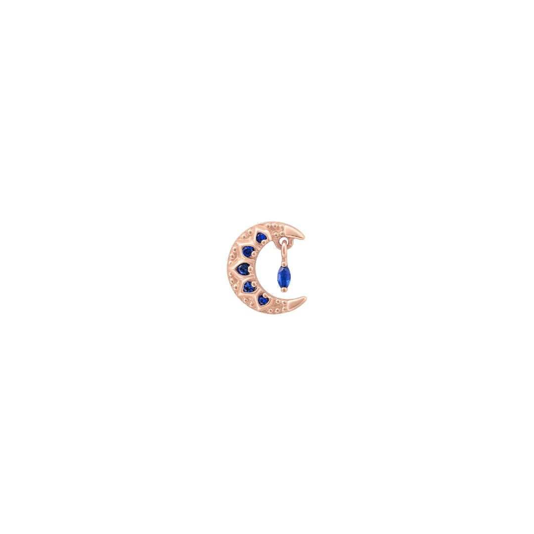 Moroccan Moon Threadless End with Blue Sapphire (Lab Grown)