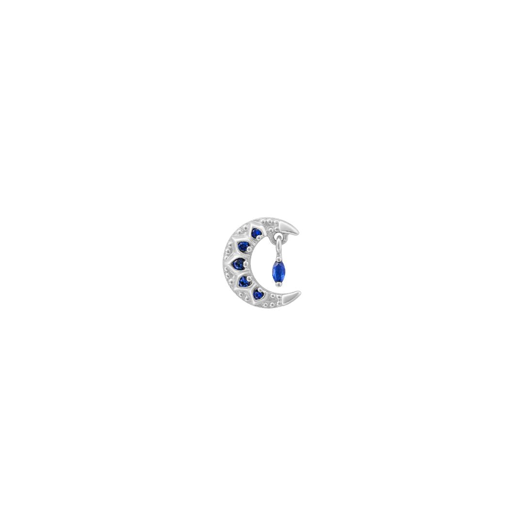 Moroccan Moon Threadless End with Blue Sapphire (Lab Grown)