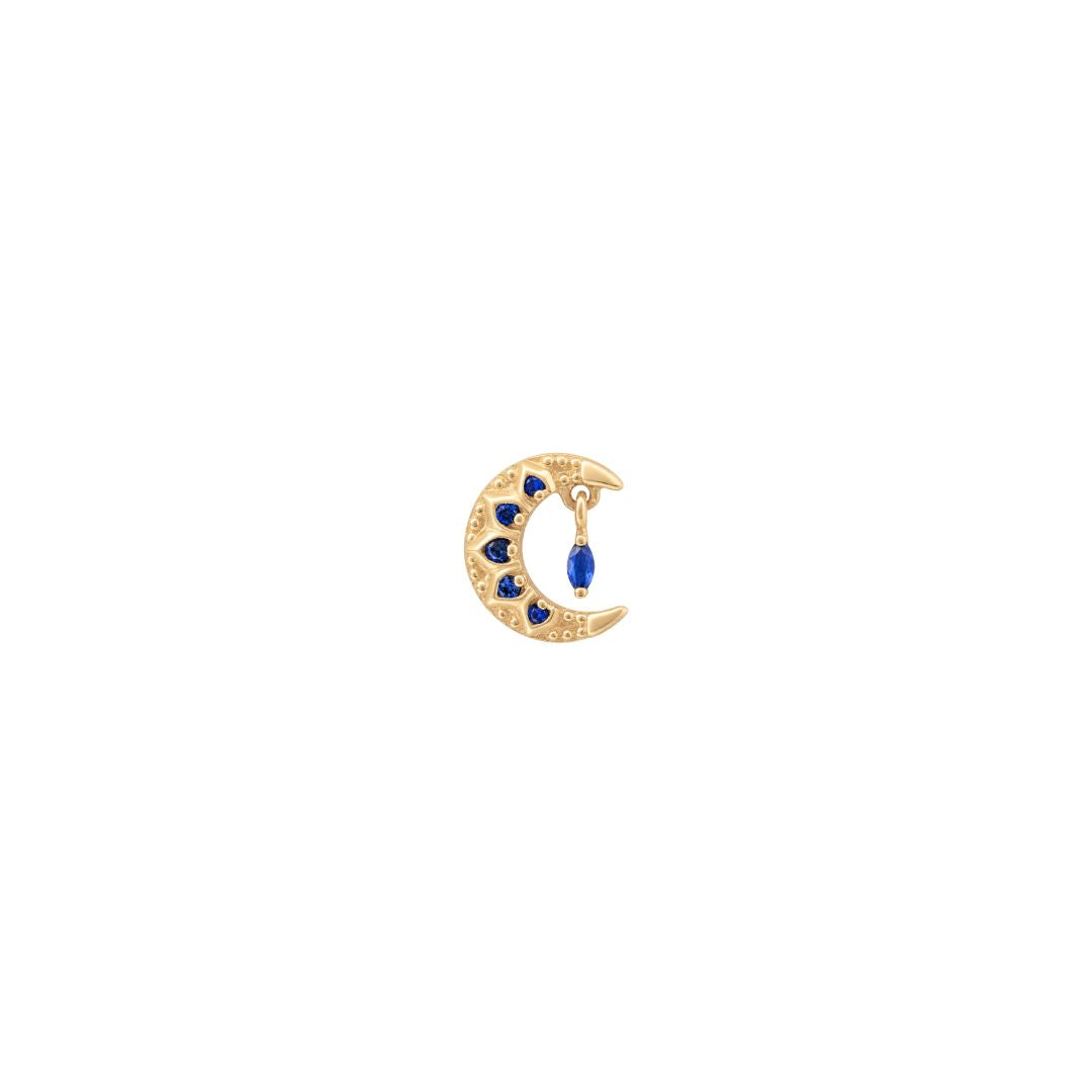 Moroccan Moon Threadless End with Blue Sapphire (Lab Grown)