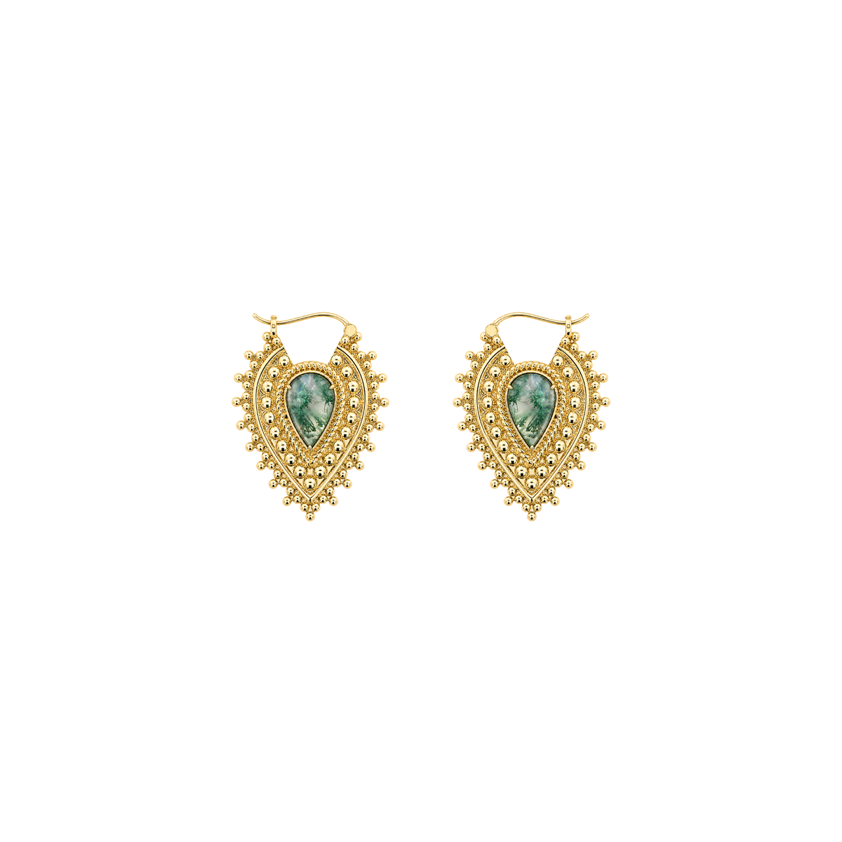 Nostalgia Gold Plated Earrings with Moss Agate