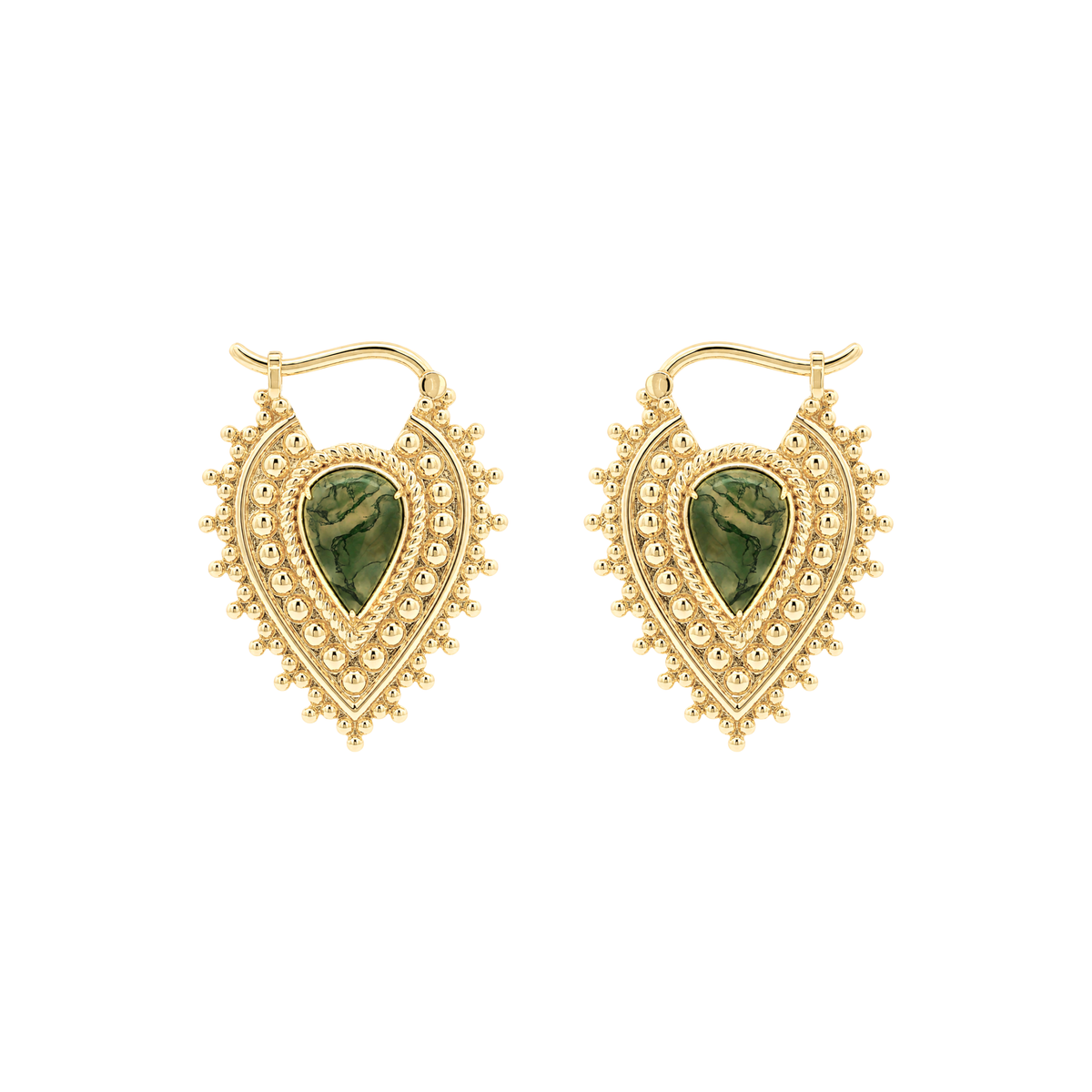 Nostalgia Gold Plated Weights with Moss Agate
