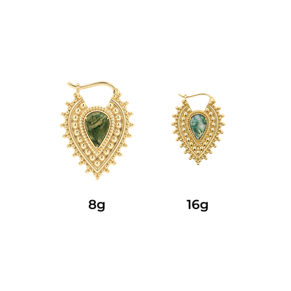 Nostalgia Gold Plated Earrings with Moss Agate
