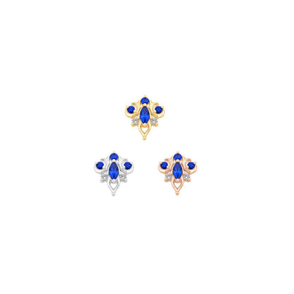 Oleander Threadless End with Blue Sapphire (Lab Grown)