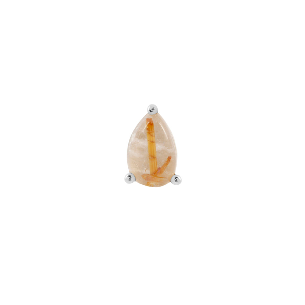 Pear Prong Threadless End with Rutilated Quartz