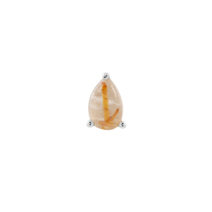 Pear Prong Threadless End with Rutilated Quartz