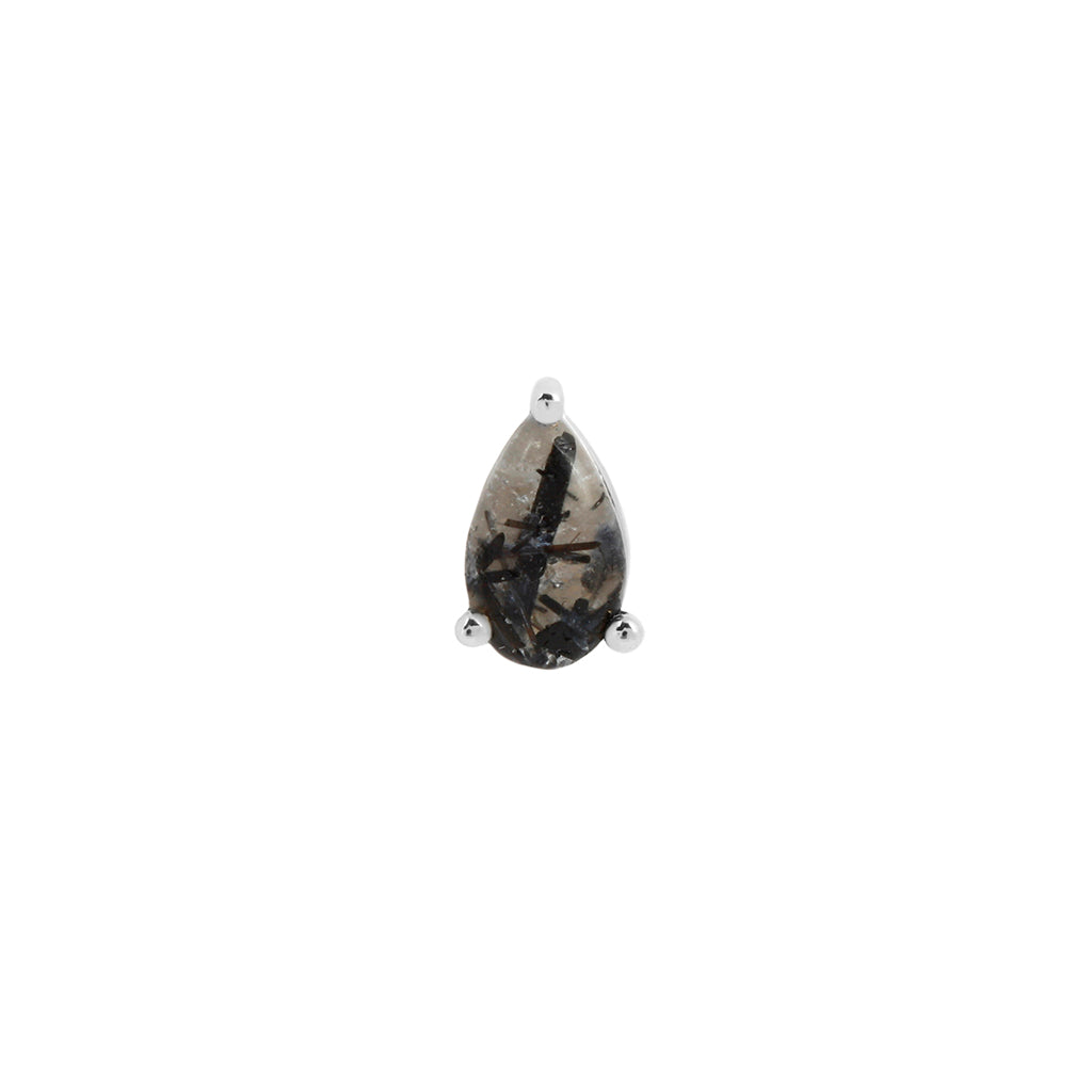 Pear Prong Threadless End with Tourmalinated Quartz