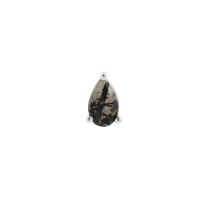 Pear Prong Threadless End with Tourmalinated Quartz