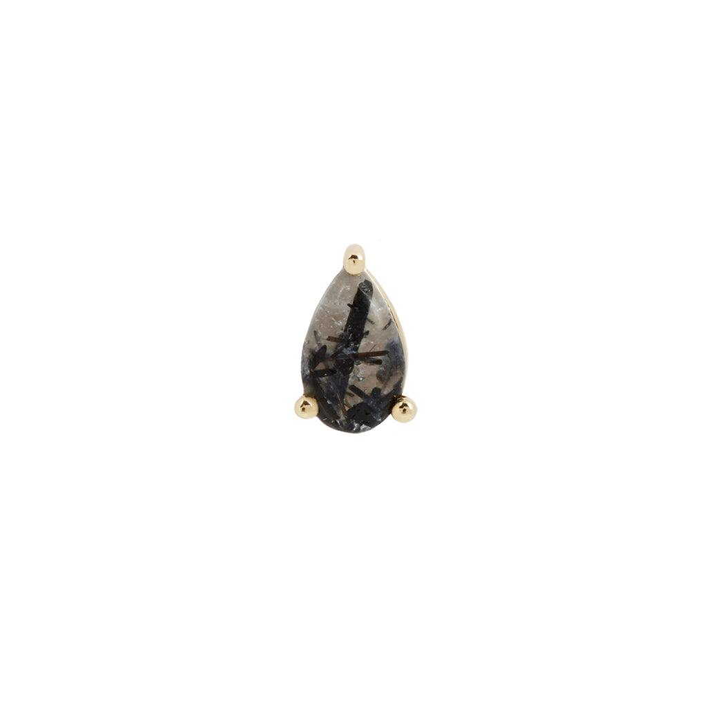 Pear Prong Threadless End with Tourmalinated Quartz