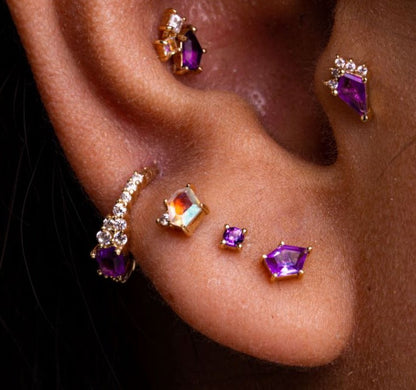 Penta Threadless End with Amethyst
