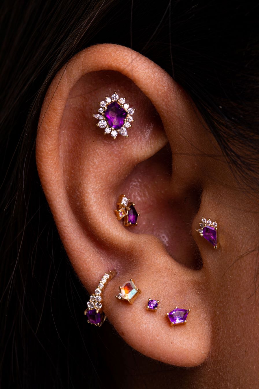 Eye Candy Threadless End with Amethyst