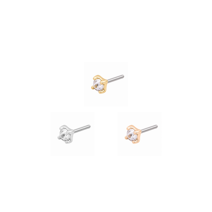 Prong Gem Threadless End with Reverse Set CZ