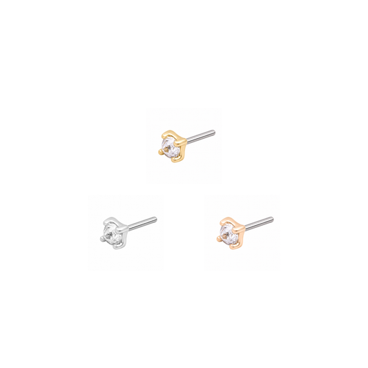 Prong Gem Threadless End with Reverse Set CZ