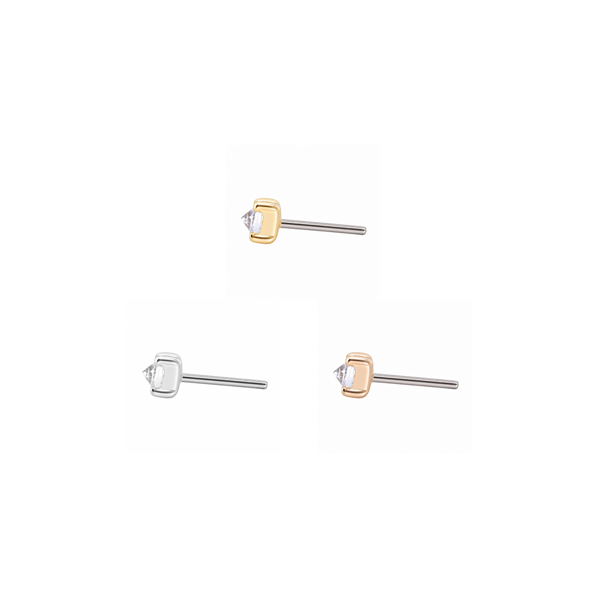 Prong Gem Threadless End with Reverse Set CZ