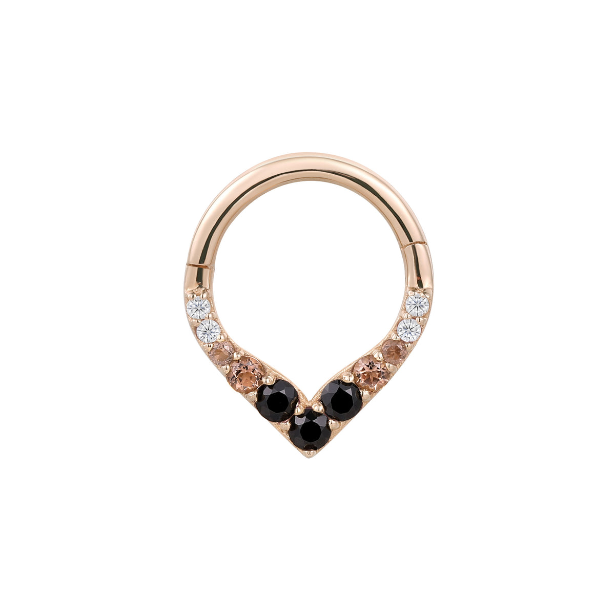 Rise + Shine Clicker with Black Spinel + Smoky Quartz Ombre