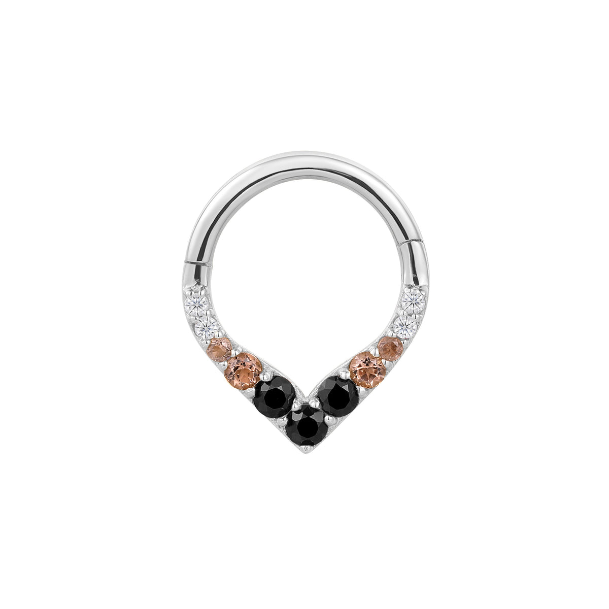 Rise + Shine Clicker with Black Spinel + Smoky Quartz Ombre