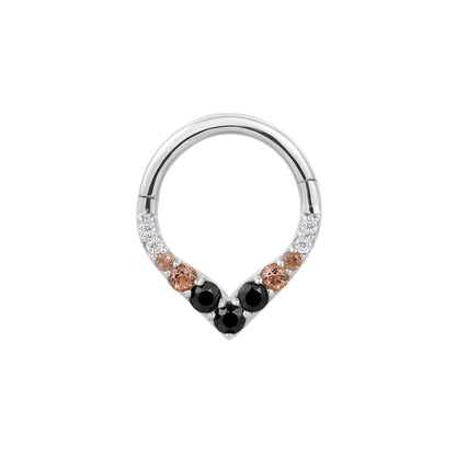 Rise + Shine Clicker with Black Spinel + Smoky Quartz Ombre
