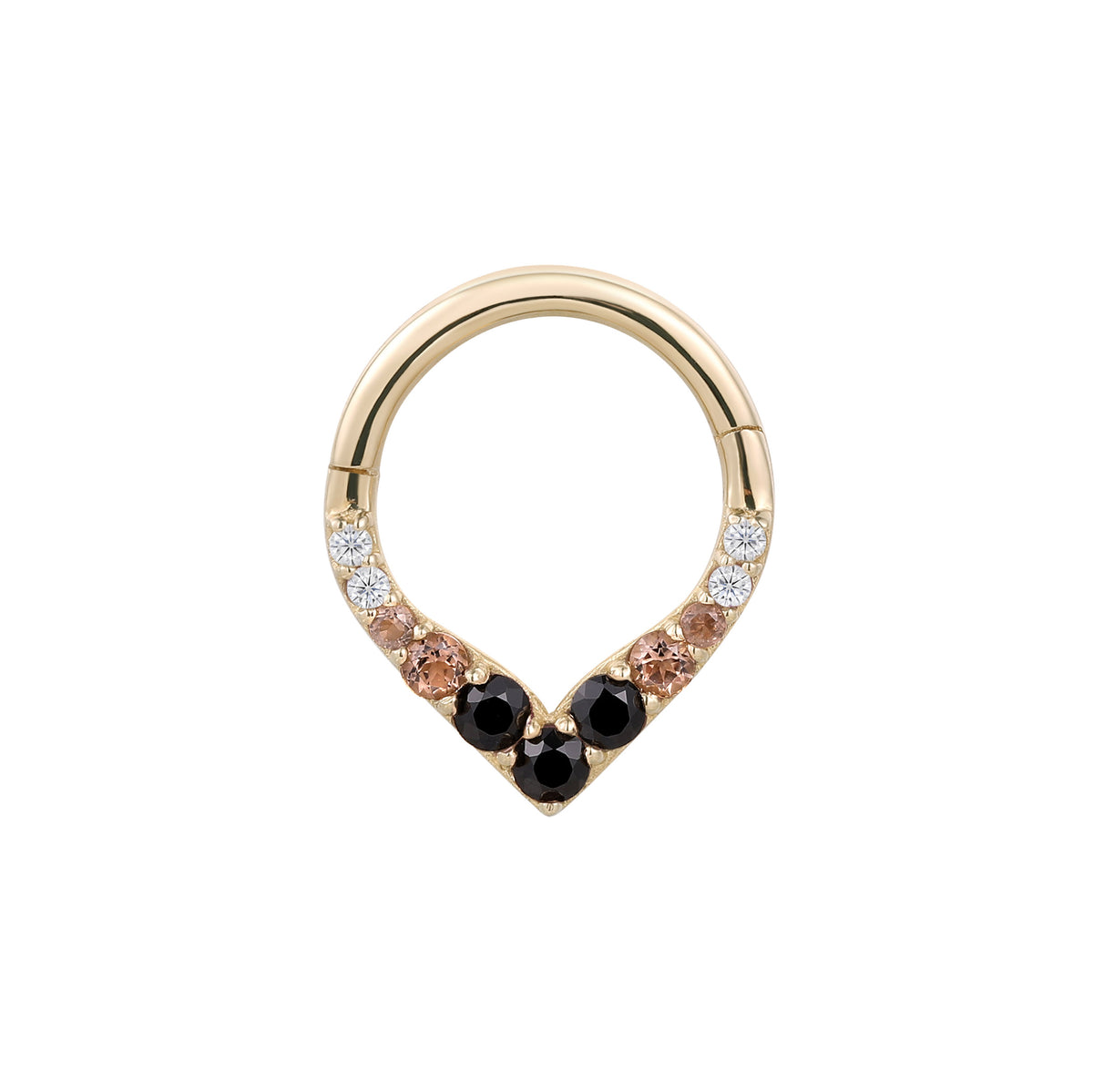 Rise + Shine Clicker with Black Spinel + Smoky Quartz Ombre