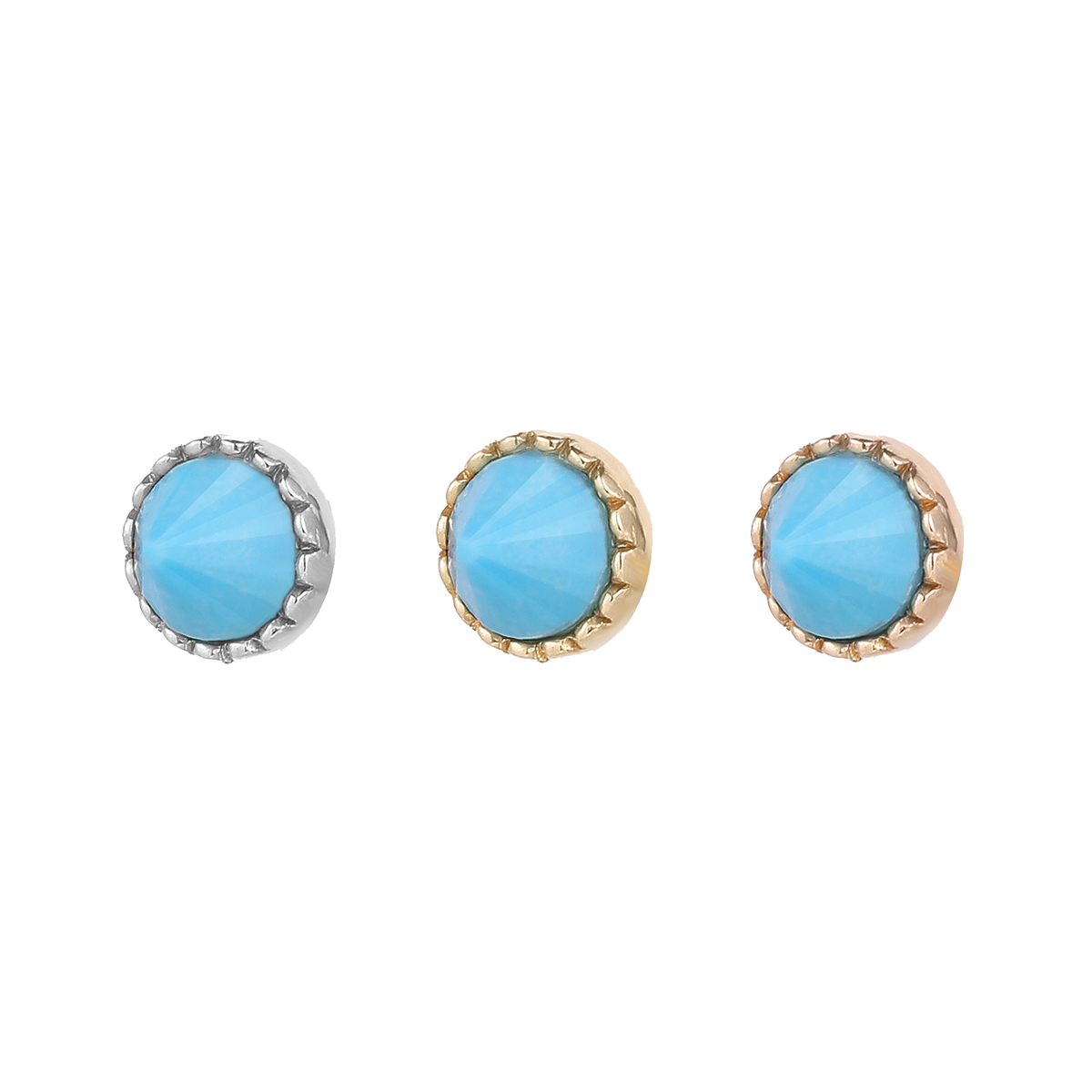 Round Accent Bezel Gem Threadless End with Reverse Set Turquoise