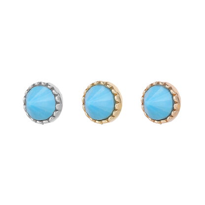 Round Accent Bezel Gem Threadless End with Reverse Set Turquoise