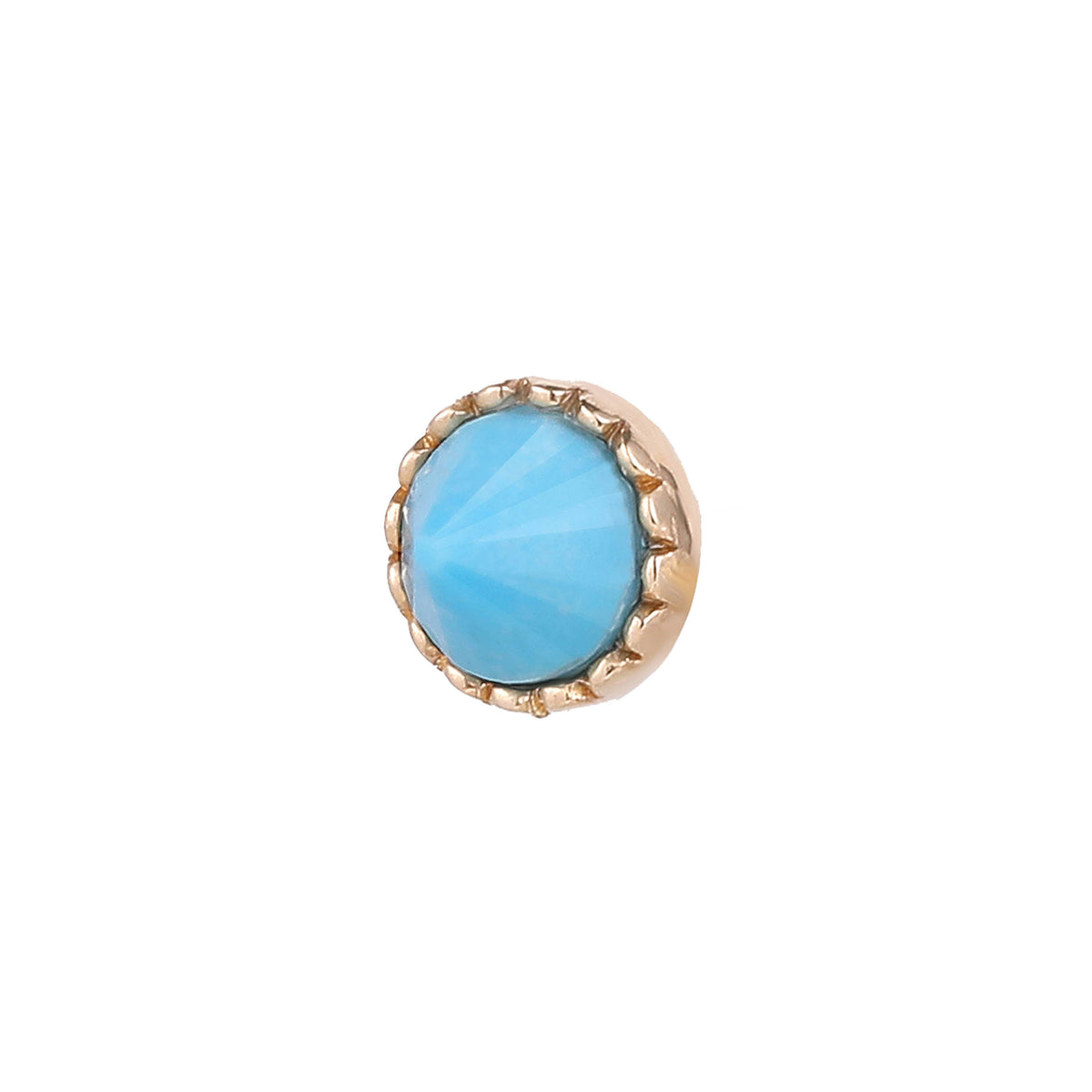 Round Accent Bezel Gem Threadless End with Reverse Set Turquoise