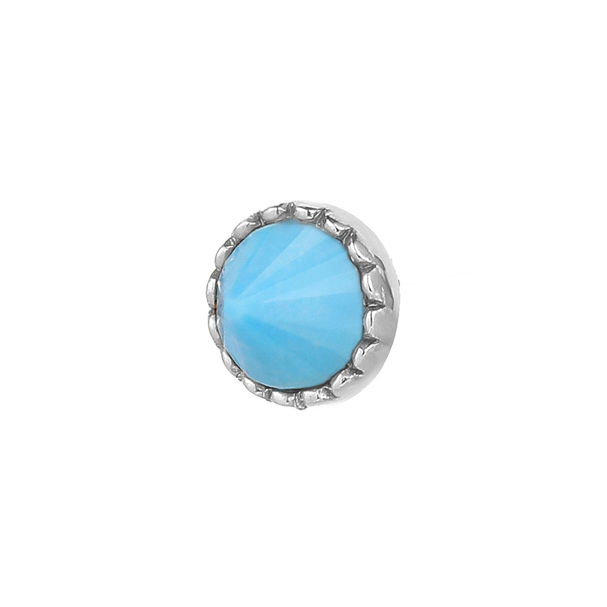 Round Accent Bezel Gem Threadless End with Reverse Set Turquoise