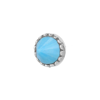 Round Accent Bezel Gem Threadless End with Reverse Set Turquoise