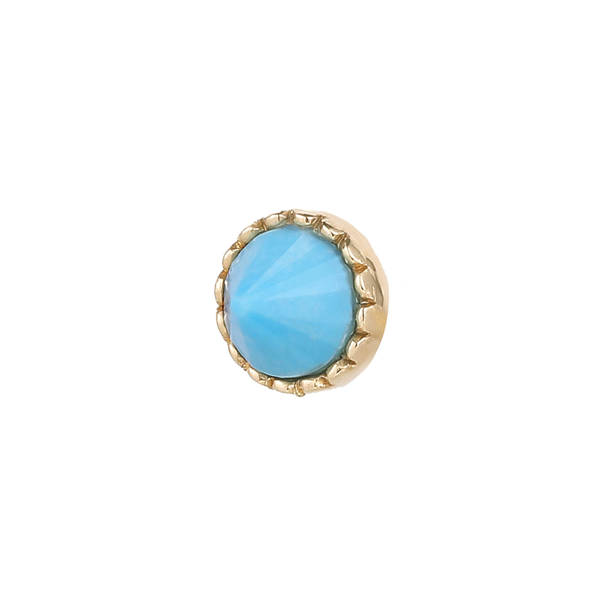 Round Accent Bezel Gem Threadless End with Reverse Set Turquoise