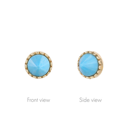 Round Accent Bezel Gem Threadless End with Reverse Set Turquoise