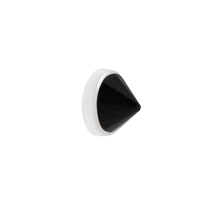 Round Bezel Gem Threadless End with Reverse Set Black Spinel