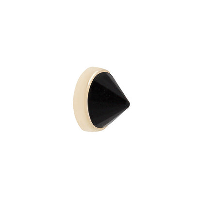 Round Bezel Gem Threadless End with Reverse Set Black Spinel