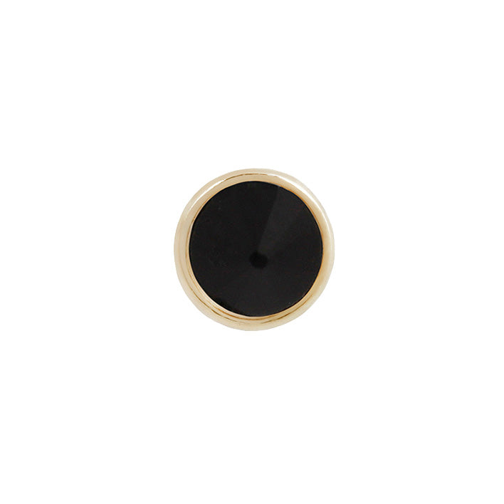 Round Bezel Gem Threadless End with Reverse Set Black Spinel