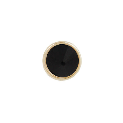 Round Bezel Gem Threadless End with Reverse Set Black Spinel