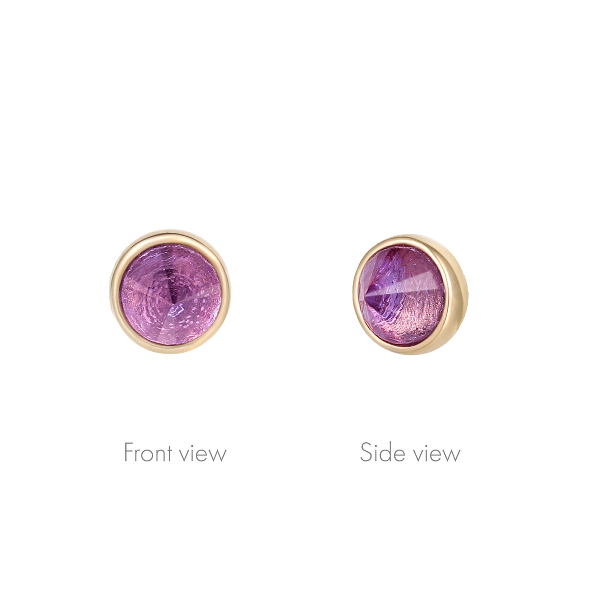 Round Bezel Gem Threadless End with Reverse Set Amethyst