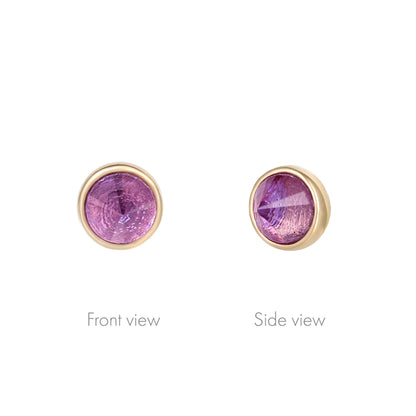 Round Bezel Gem Threadless End with Reverse Set Amethyst