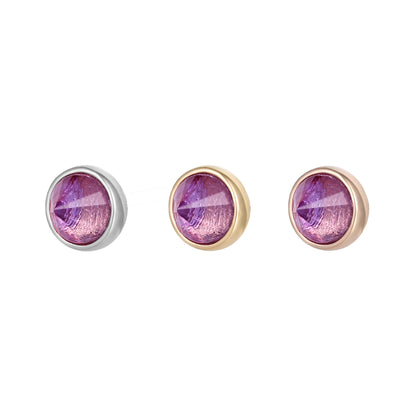 Round Bezel Gem Threadless End with Reverse Set Amethyst