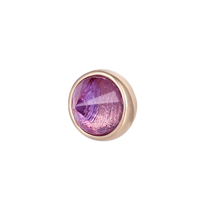 Round Bezel Gem Threadless End with Reverse Set Amethyst